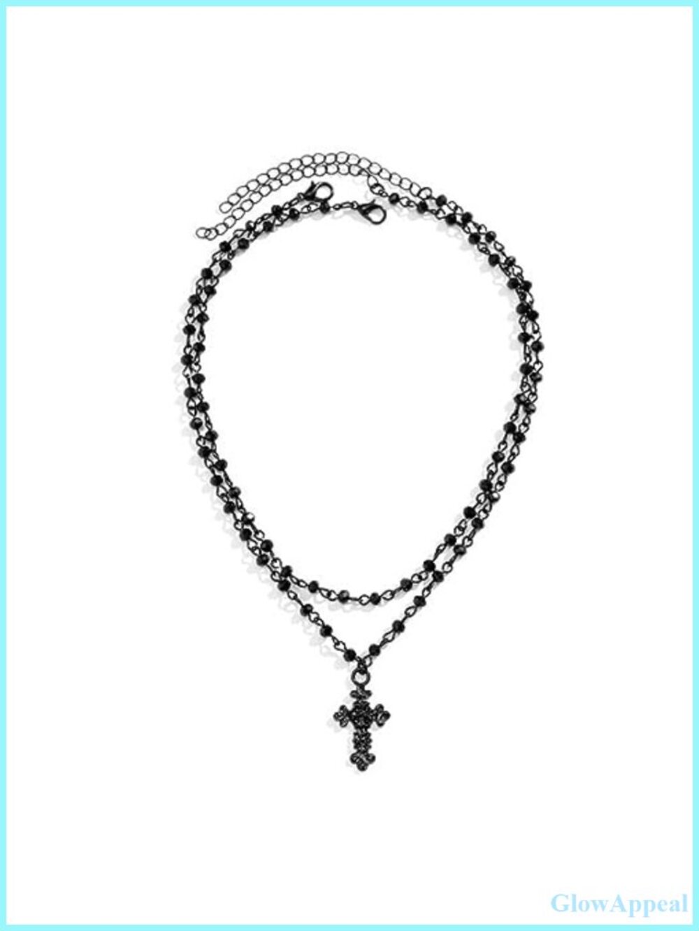 Gothic Cross Necklace Beaded Choker Punk Y2K